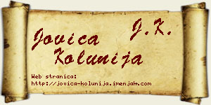 Jovica Kolunija vizit kartica